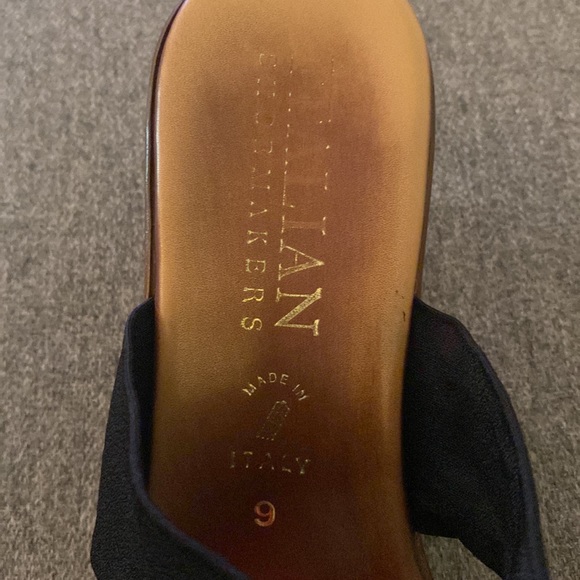 Italian Shoemakers Black Nylon Brass And Leather Wedge Sandal Womens Size 9 - Picture 12 of 15